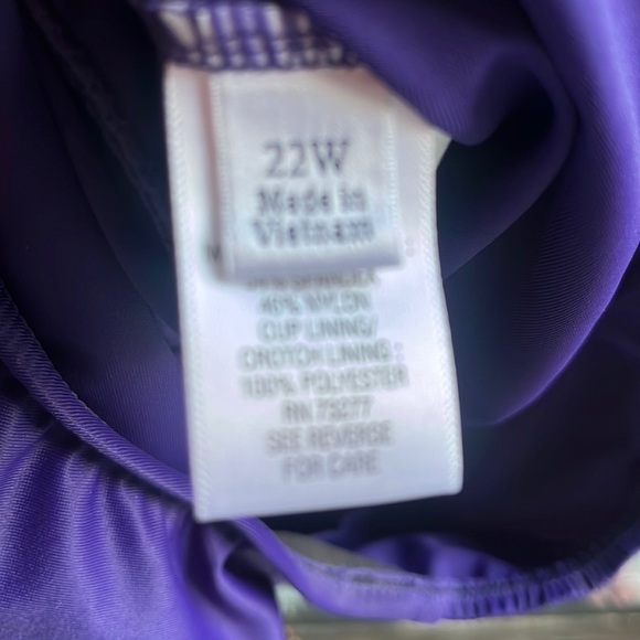 Croft & Barrow Body Sculpting One Piece Swim Suit eggplant size 22W ruched - Picture 15 of 16